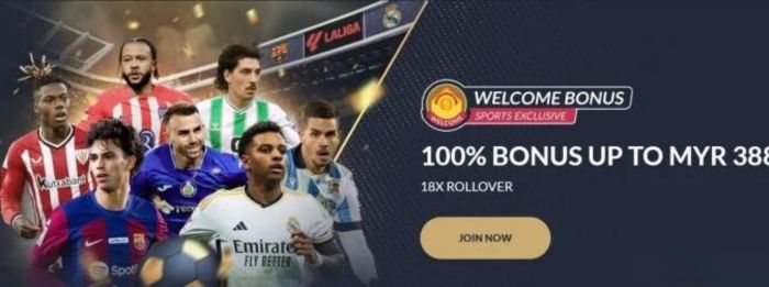 Sports Betting Bonus: 100% up to RM388