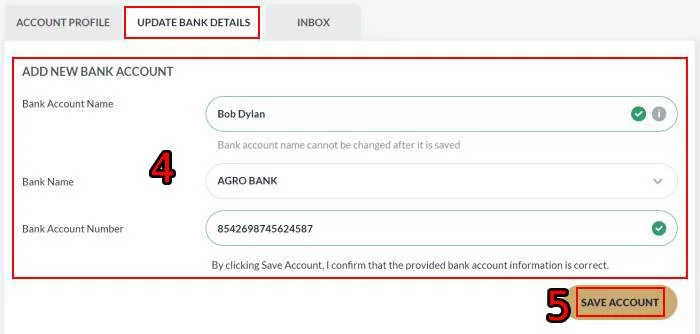 Step 2: Enter and Save Your Bank Information