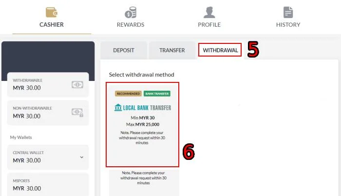 Step 2: Choose Your Bank and Enter the Withdrawal Amount