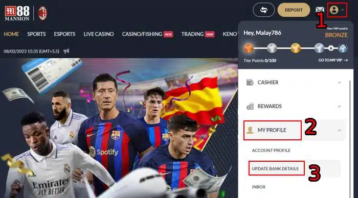 Step 1: Access 'Update Bank Details' under 'My Profile'